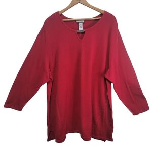 Catherine's Red Classic Cotton Pullover Sweater With Neck Detail Size 3X New